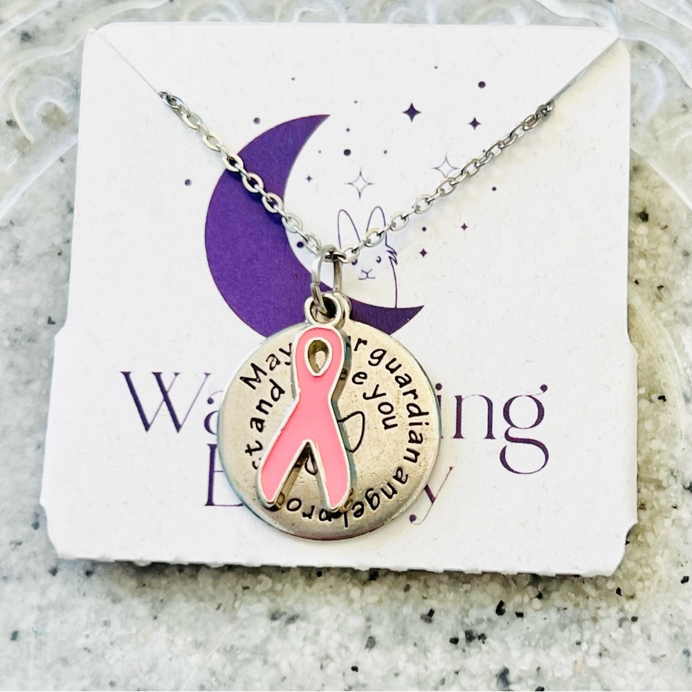 Pink Ribbon Necklace Handmade by a Breast Cancer Survivor Wandering Bunny LLC